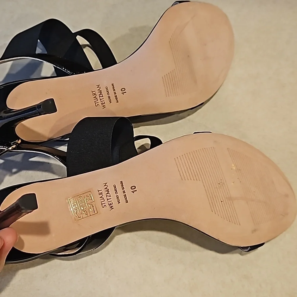 NEW! STUART WEITZMAN Black Strappy Adrienne Slingback Heel Sandal 10.
